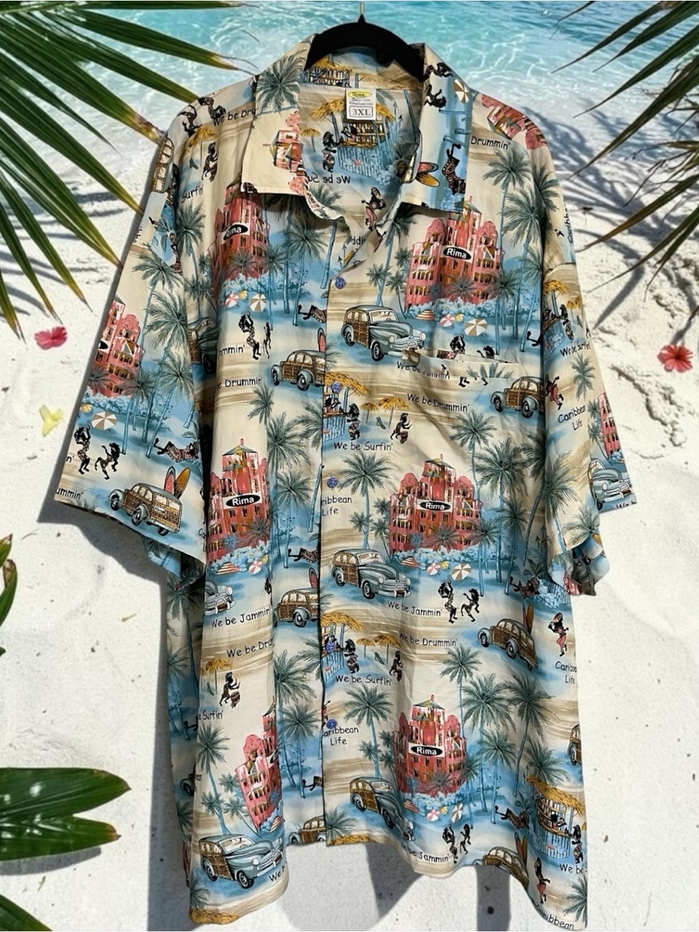 Men's Caribbean Life We Be Jamming Short-Sleeve Button-Down Shirt
